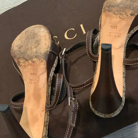 Gucci Brown Monogram Heels - Picture 10 of 15